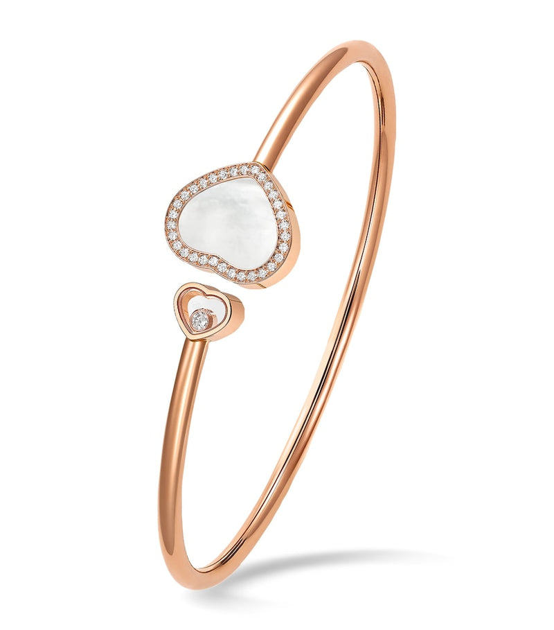 Chopard Happy Hearts bangle in rose gold with diamonds and mother-of-pearl (British brand)
