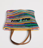 Miu Miu crochet tote bag multicolour cotton leather handles, UK version