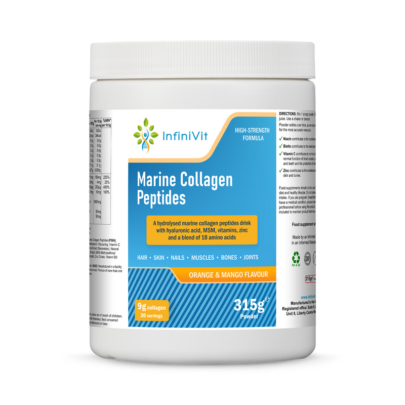 InfiniVit marine collagen peptides orange mango 315g (British brand)