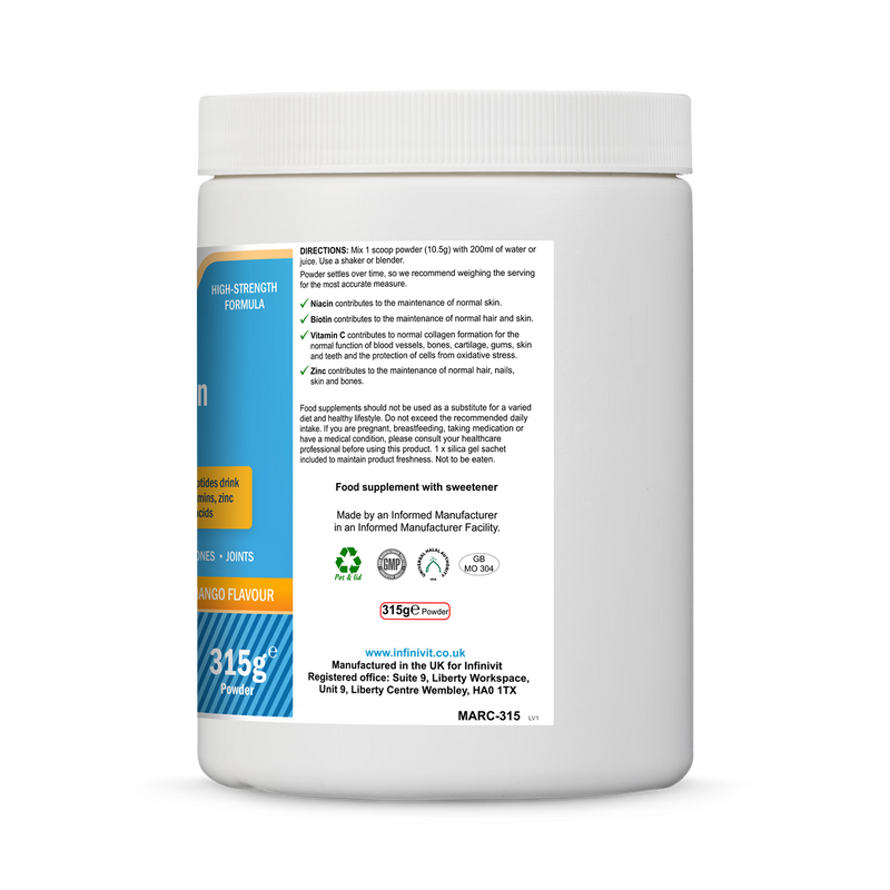 InfiniVit marine collagen peptides orange mango 315g (British brand)