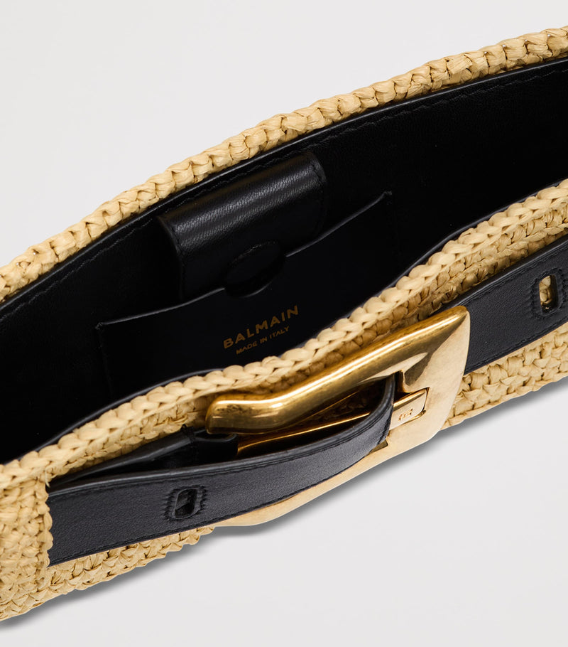 Balmain luxury faux raffia Anthem clutch bag, UK version