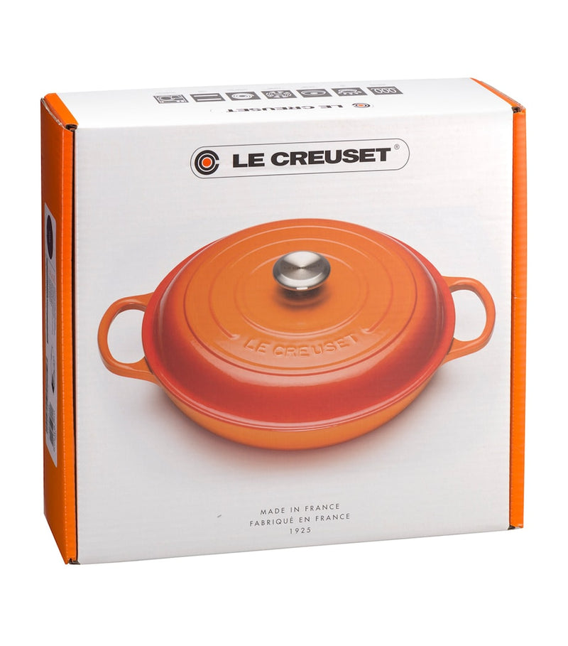 Le Creuset cast iron shallow round casserole dish 26cm (British brand)