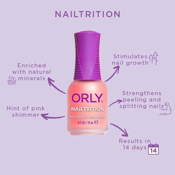 Orly nail strengthener pink shimmer 18ml, imported from the UK