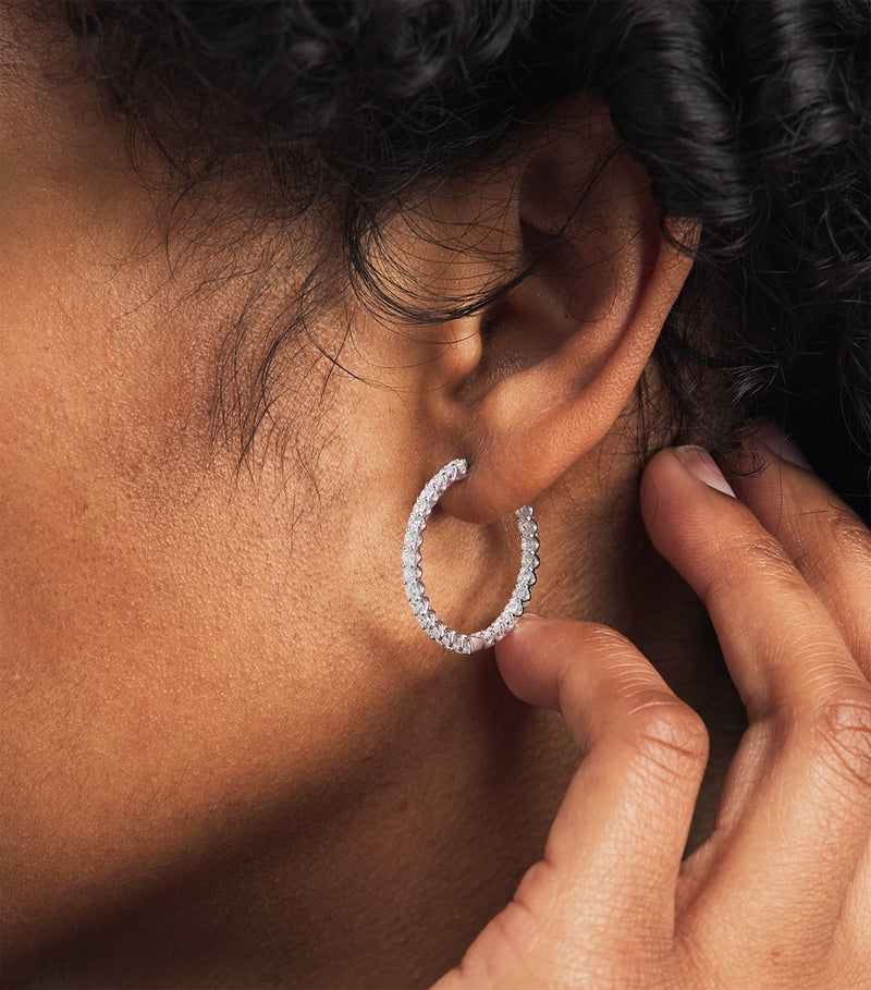 Harrods white gold diamond hoop earrings 2 carats (British brand)
