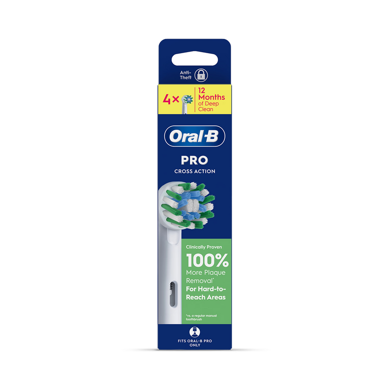 Oral-B Pro Cross Action toothbrush heads 4 count (British brand)