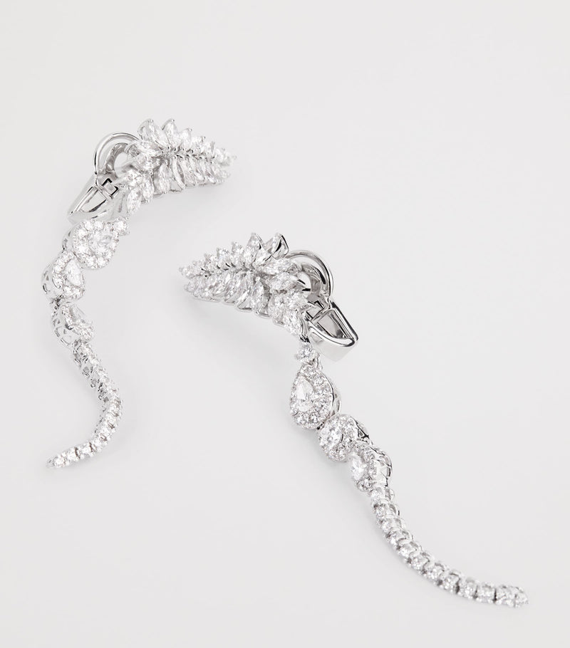 Yeprem white gold and diamond pearlescent drop earrings - British product