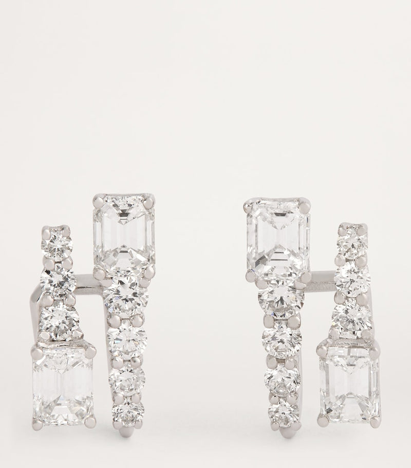 SHAY white gold diamond double stick stud earrings, imported from the UK