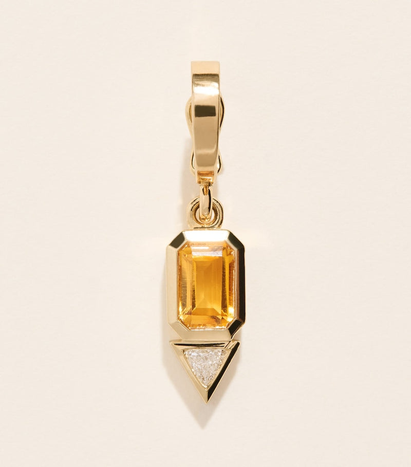 Azlee November charm yellow gold diamond citrine, imported from the UK