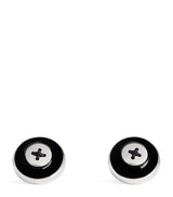 Harrods Babette Wasserman Rhodium-Plated Enamel Button Cufflinks 1.5cm Diameter- Buy online at McGrocer