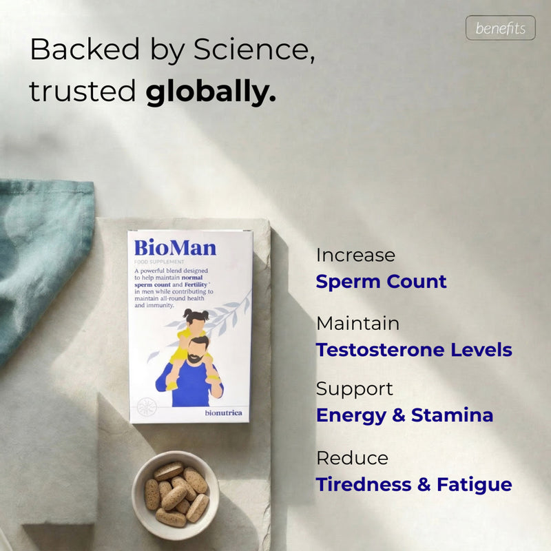 Bionutrica BioMan male fertility supplement 60 tablets, imported from the UK