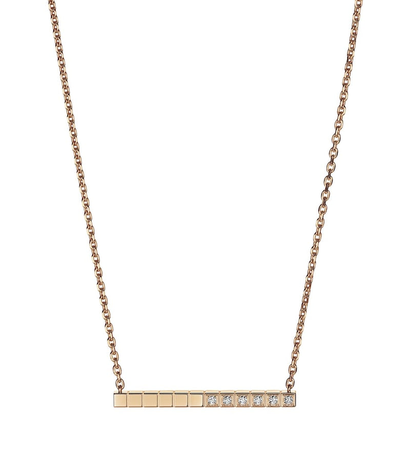 Chopard Ice Cube rose gold diamond necklace (British brand)