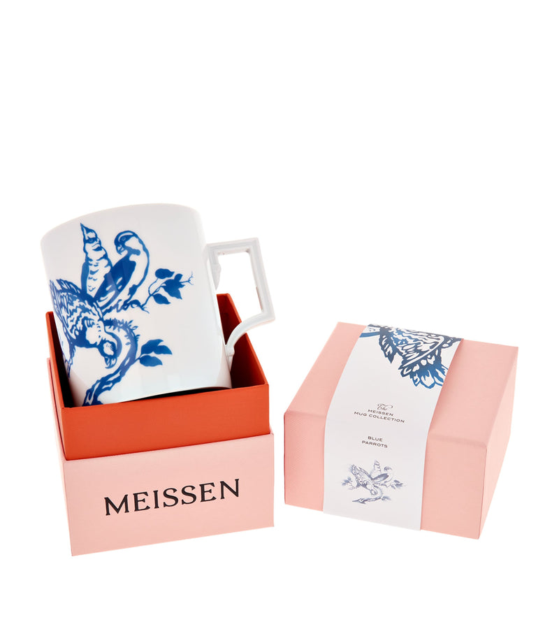 Meissen Berlin Parrots Mug hand-painted porcelain, UK version