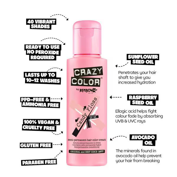 Crazy Color Candy Floss Pink Semi Permanent Hair Dye - British product