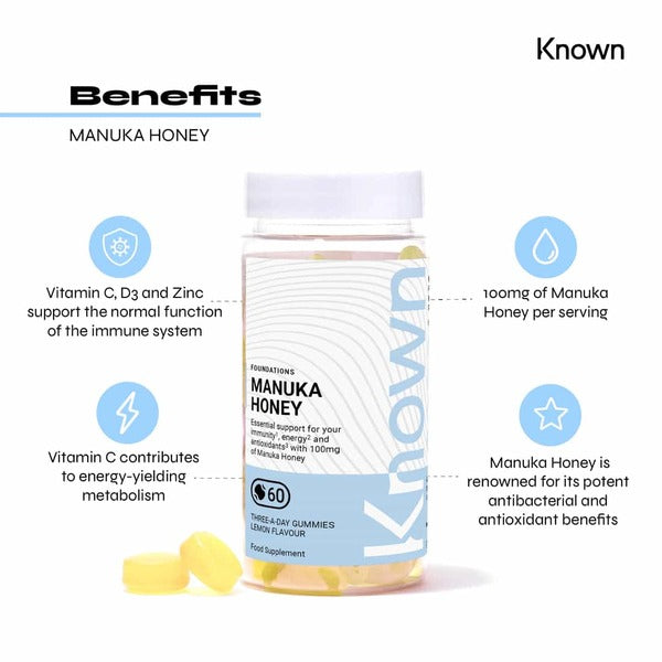 Known Nutrition Manuka Honey Gummies 60 - British product