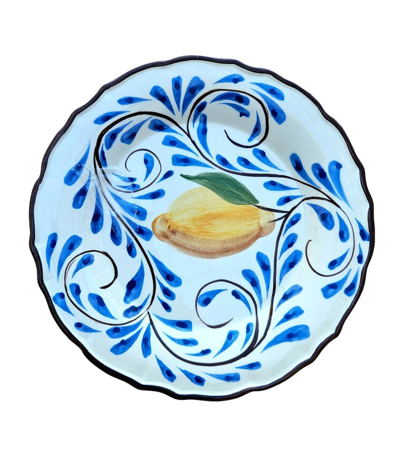 Les Ottomans ceramic dessert plate Positano lemons 22cm, imported from the UK