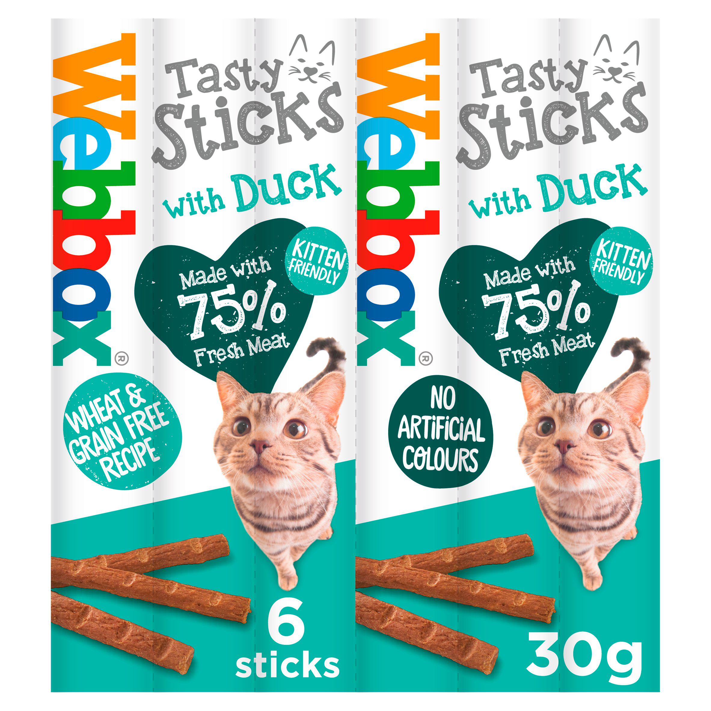 Webbox Tasty Sticks Duck Cat Treats x6 30g GOODS Sainsburys