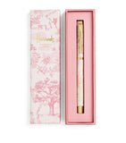 Harrods toile ballpoint pen featuring flora and fauna design, UK version