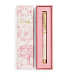Harrods toile ballpoint pen featuring flora and fauna design, UK version