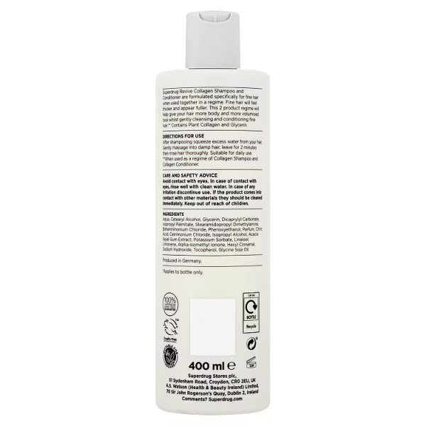 Superdrug collagen conditioner for fine hair 400ml (British brand)