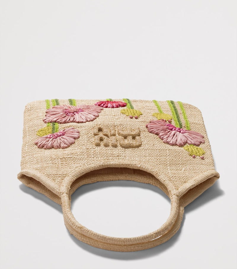 Miu Miu raffia tote bag with flowers - British product