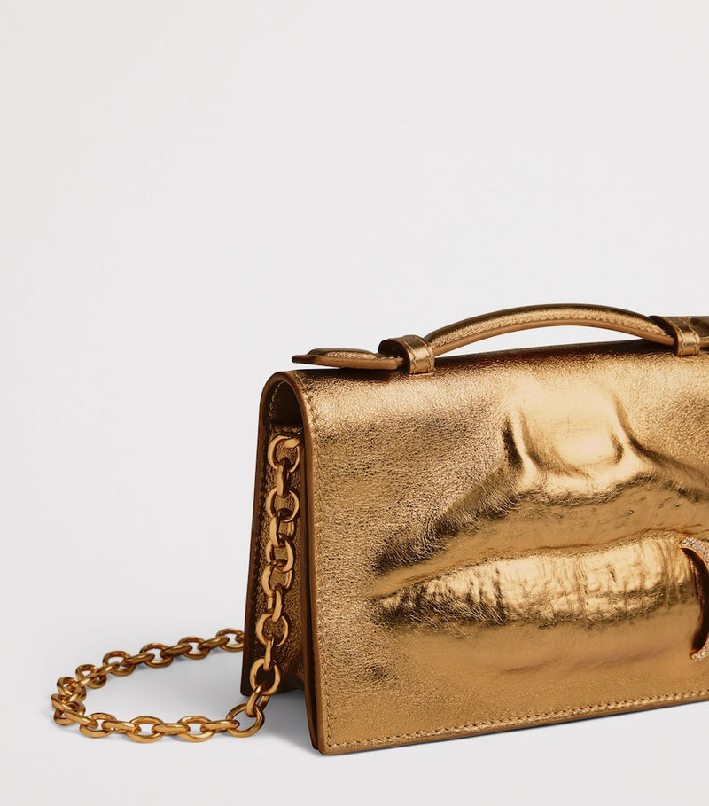 Schiaparelli mouth clutch bag leather with lip motif - British product