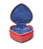 Aspinal of London leather heart-shaped watch and ring box, 4cm x 8.5cm x 7.5cm - British product