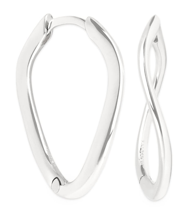 Astrid & Miyu white gold infinity hoop earrings, imported from the UK