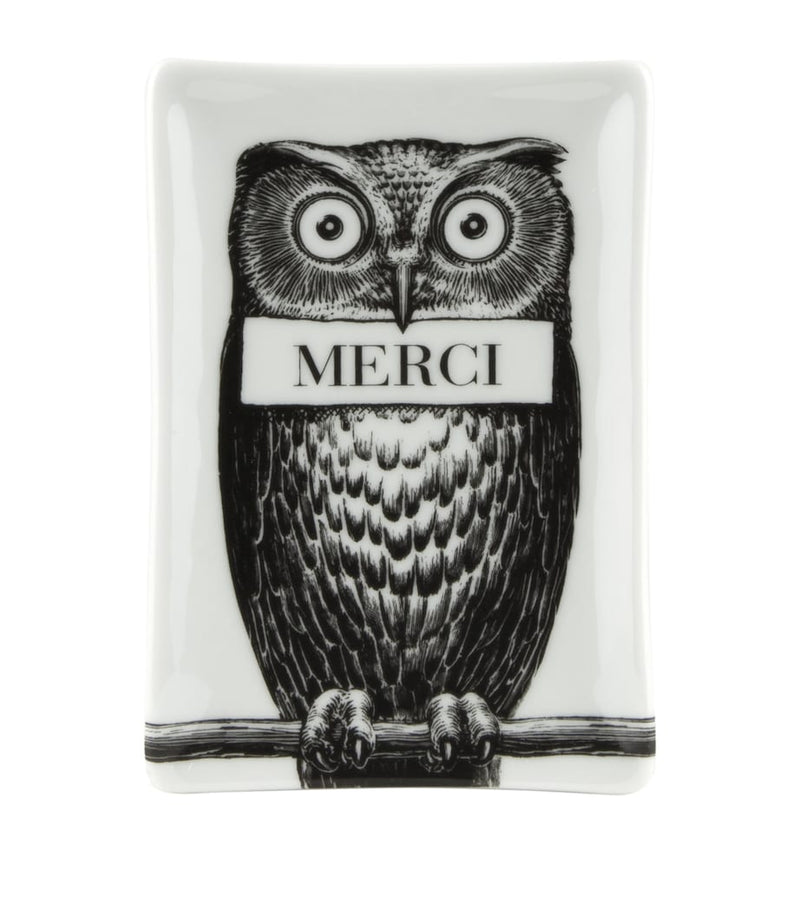 Fornasetti rectangular porcelain ashtray - British product