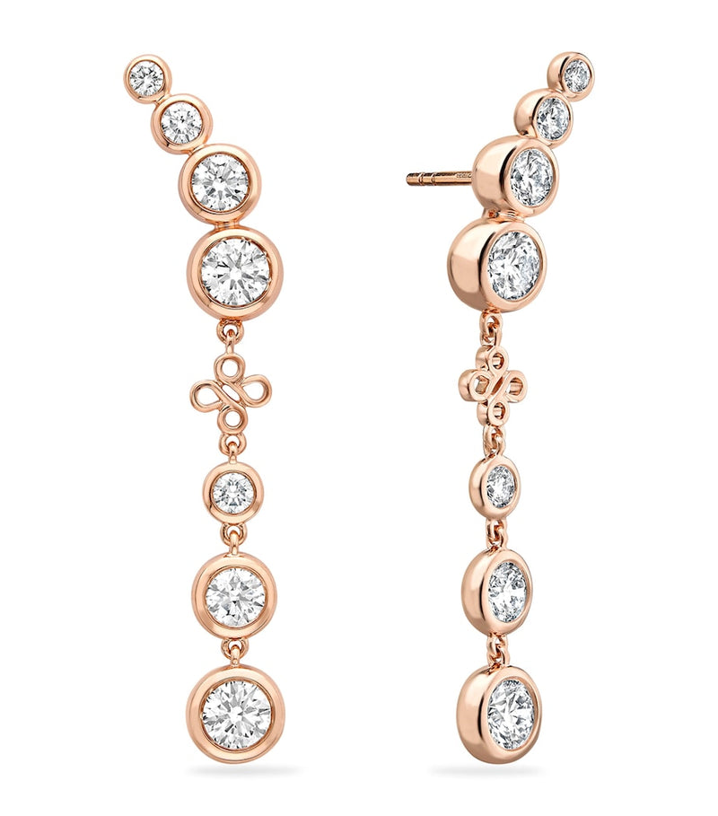 Boodles rose gold and diamond Long Beach earrings, imported from the UK