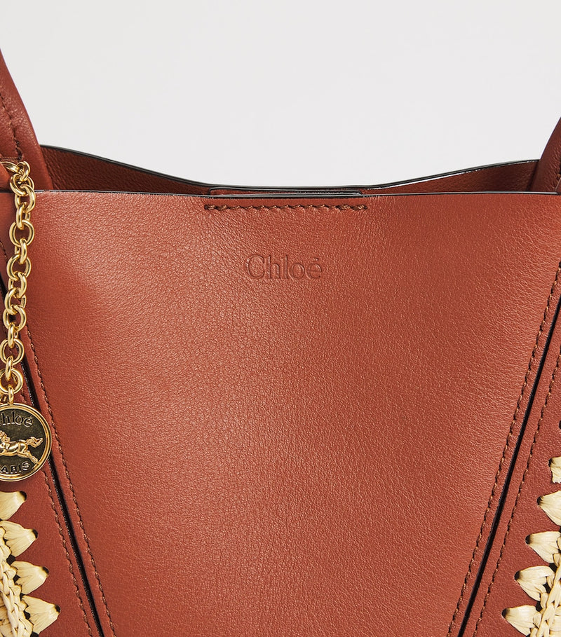Chloé small raffia-effect leather Spin tote bag (British brand)