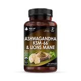 Holland & Barrett New Leaf Products Ashwagandha KSM-66 and Lions Mane Food Supplement Capsules 120 Capsules- Buy online at McGrocer