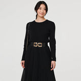 Izabel London square detail stretch wide belt, UK version