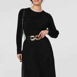 Izabel London square detail stretch wide belt, UK version