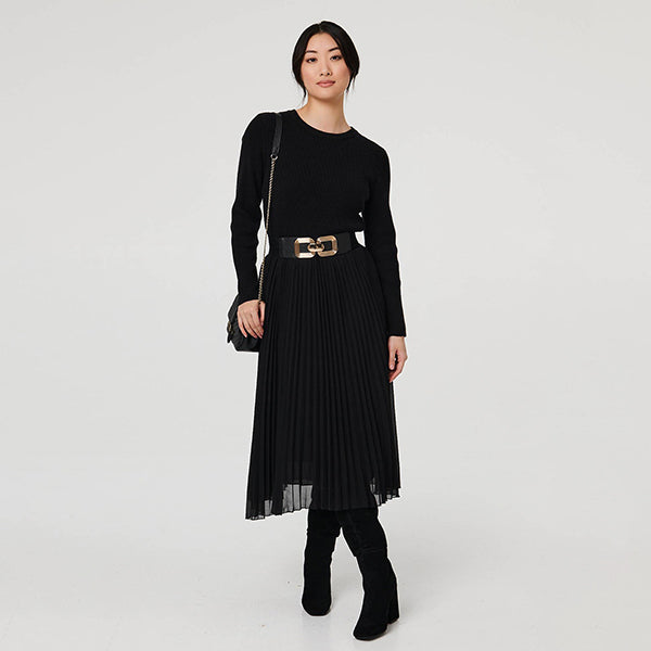 Izabel London square detail stretch wide belt, UK version