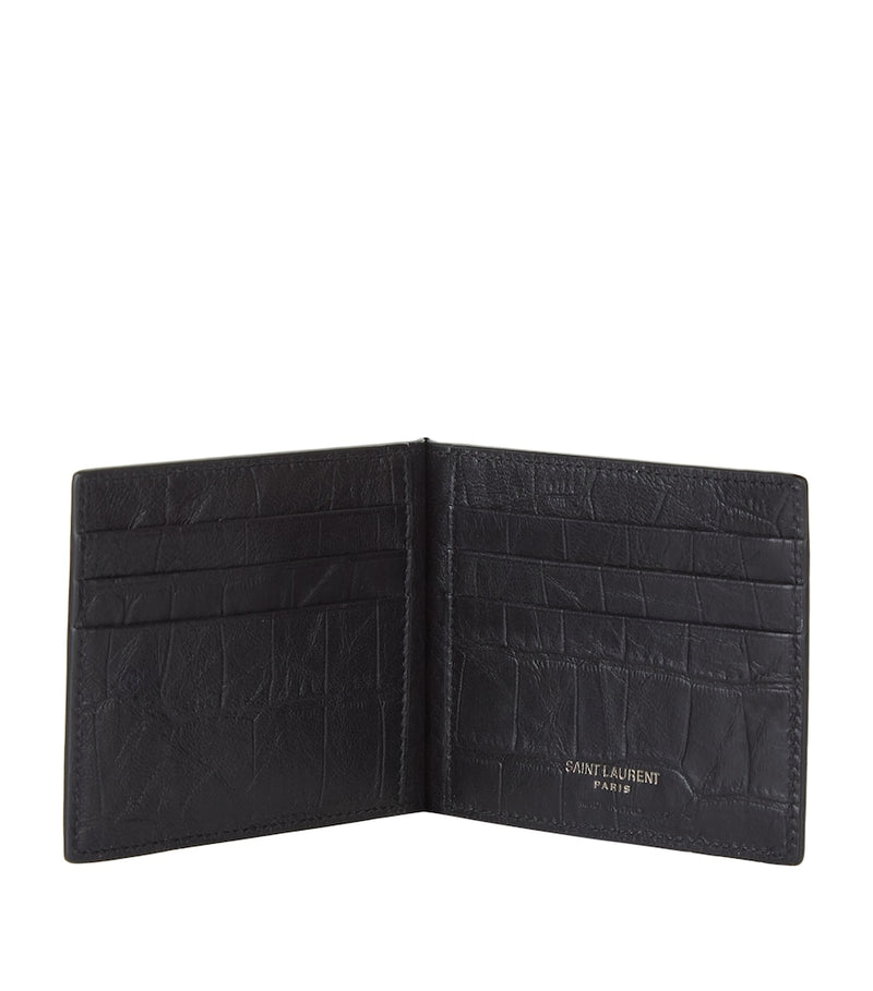 Saint Laurent monogram card holder with crocodile leather, imported from the UK