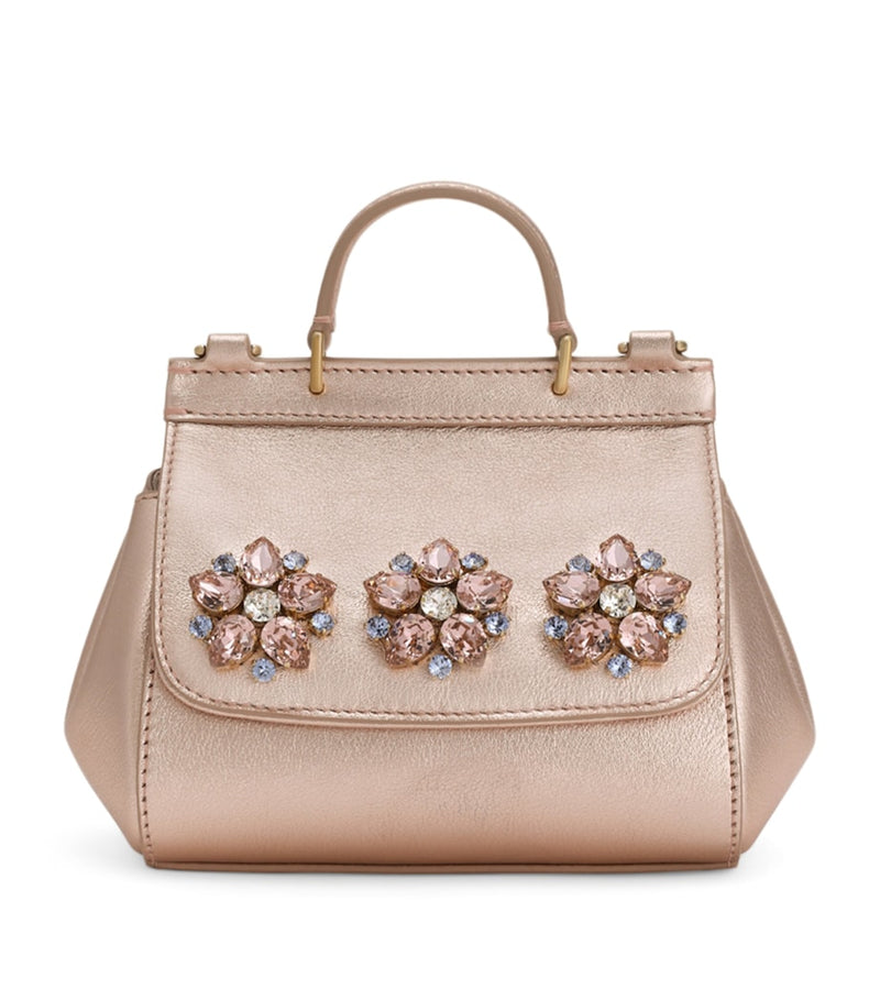 Dolce&Gabbana Kids Sicily handbag with crystal flowers, imported from the UK