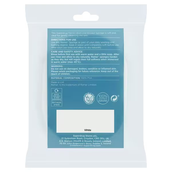 Superdrug Ramer White Bath & Shower Sponge (British brand)
