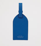 Smythson leather luggage tag with press-stud fastening and adjustable strap 12.5cm x 7cm (British brand)