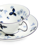 Wedgwood Wild Strawberry Inky Blue teacup and saucer (British brand)