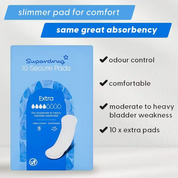 Superdrug Incontinence Pad Extra Secure 10pack (British brand)