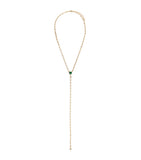 Jacquie Aiche yellow gold Sophia necklace with diamonds and emerald (British brand)