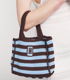 Sandro Paris crochet striped tote bag, imported from the UK