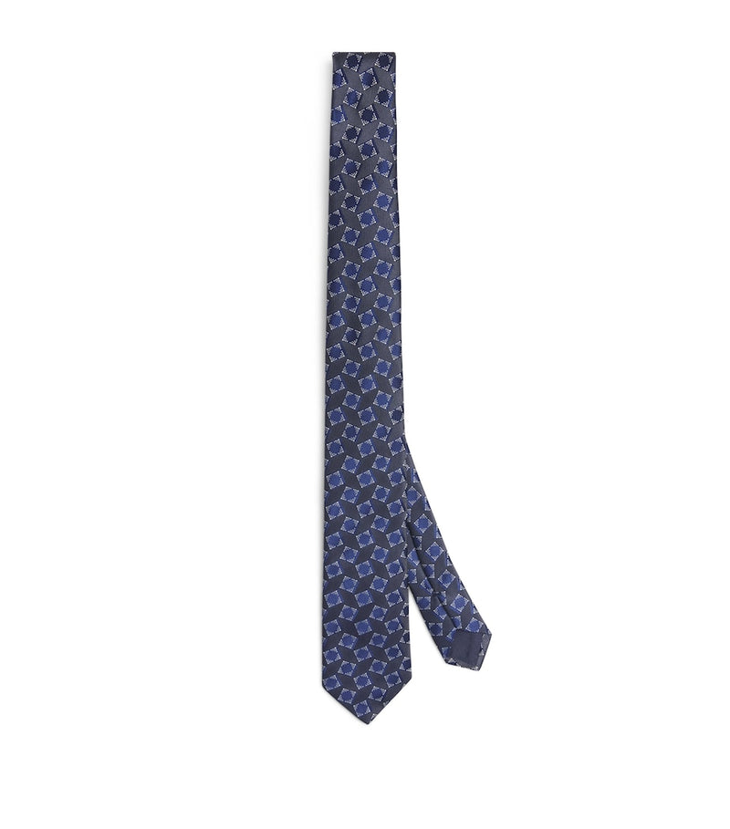 Giorgio Armani silk geometric jacquard tie 7cm - British product