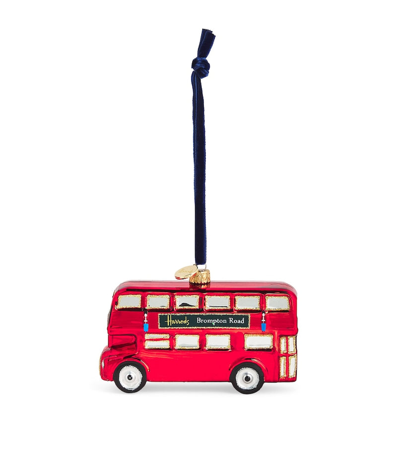 Harrods Red Bus tree decoration with glitter trim - British product