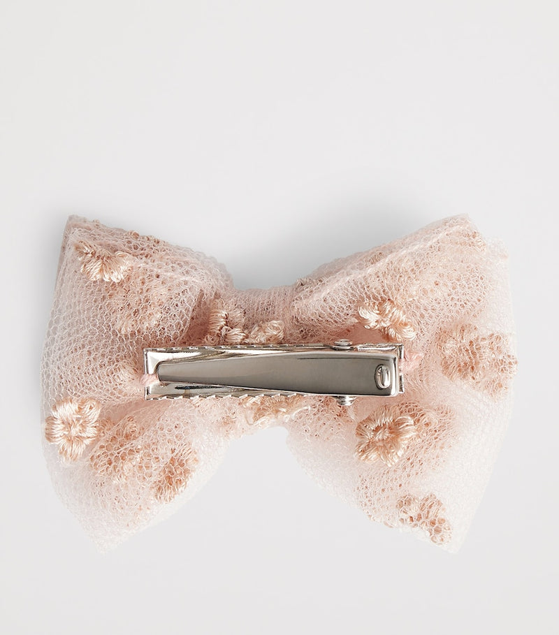 Bonpoint embroidered bow hair clip cotton - British product