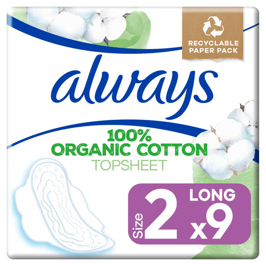 Always Sensitive Organic Cotton Protection Ultra Long (Size 2) Sanitary Towels Wings x9 bladder weakness Sainsburys   