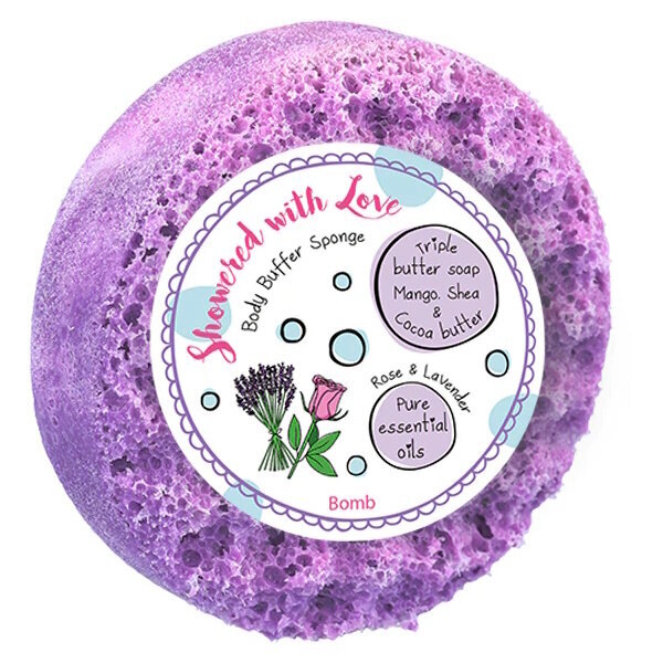 Bomb Cosmetics Body Buffer Soap Sponge Showered with Love - British product