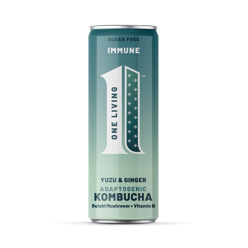 One Living Immune Yuzu & Ginger Kombucha 250ml, imported from the UK