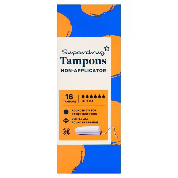 Superdrug Ultra Non Applicator Tampons 16 (British brand)