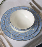 Geometric Print Fine Bone China Dinner Plates Set of 2 (26cm Diameter)